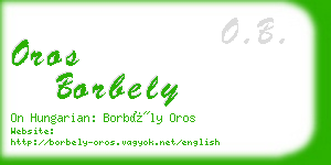 oros borbely business card